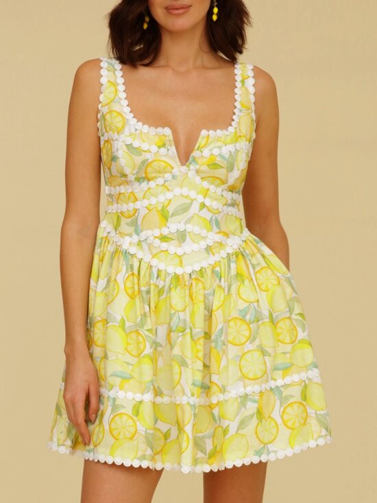 Avec Les Filles Dresses & Skirts - New Avec Les Filles Limoncello Embroidered Mini Dress Yellow 2, XS